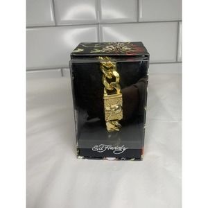 Ed Hardy Skull Bracelet Gold Plated With Magnetic Connection